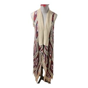 Almost Famous Front Knit Sleeveless
Cardigan Fringe Sz L